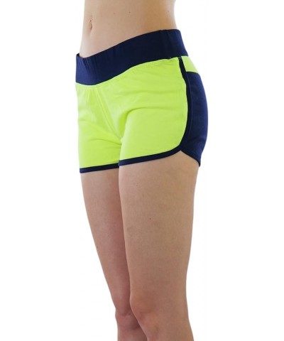 Women's Solid Fully Lined Boyshort Bottom Neon Colorblock Dolphin Shorts - Neon Lemon/Navy $10.05 Lingerie