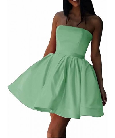 Strapless Homecoming Dresses for Teens Short Satin Prom Cocktail Gown with Pockets COO29 Peacock $26.65 Dresses