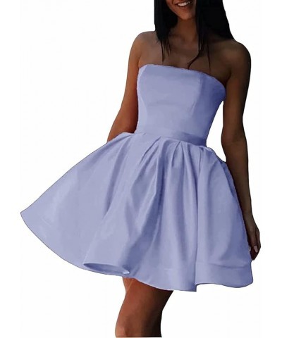 Strapless Homecoming Dresses for Teens Short Satin Prom Cocktail Gown with Pockets COO29 Peacock $26.65 Dresses