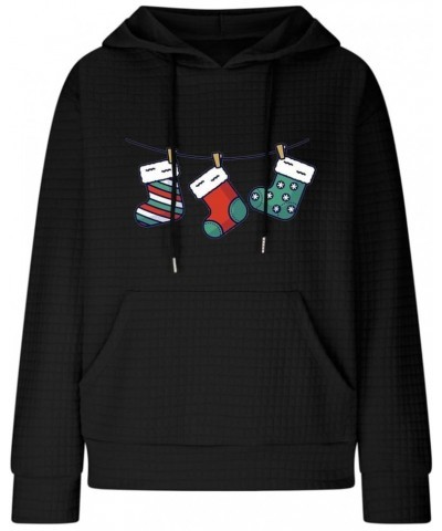 Womens Waffleknit Hoodies Plussize Casual Sweatshirt Loose Graphic Hoodies Long Sleeve Pullover Crewneck Sweatshirts B02black...