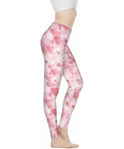 Workout Leggings for Yoga Running Tummy Control, Printed Fitness Tights Pants High Waisted Pink Love $15.67 Leggings