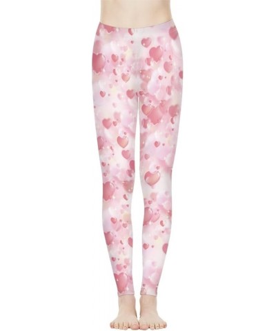 Workout Leggings for Yoga Running Tummy Control, Printed Fitness Tights Pants High Waisted Pink Love $15.67 Leggings