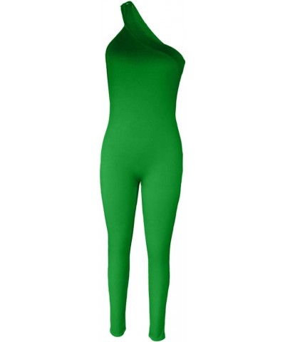 Women's One Piece Bodycon Yoga Jumpsuit Long Sleeve V-Neck Zipper Front Overalls Romper Sports Outfits Green $17.40 Jumpsuits