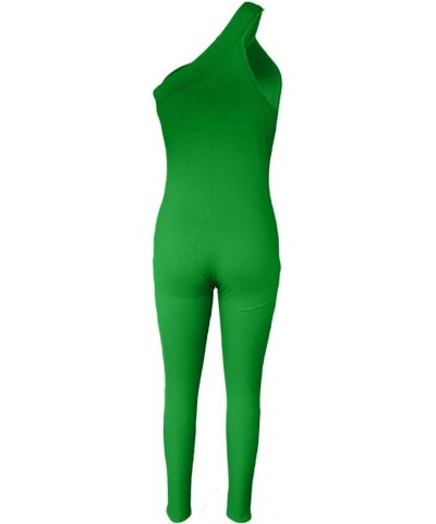 Women's One Piece Bodycon Yoga Jumpsuit Long Sleeve V-Neck Zipper Front Overalls Romper Sports Outfits Green $17.40 Jumpsuits