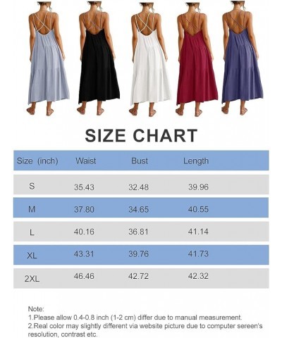 Women’s Summer Maxi Dress Casaul Spaghetti Straps Solid V-Neck Backless Cami Dresses with Two Pockets Red $17.16 Dresses