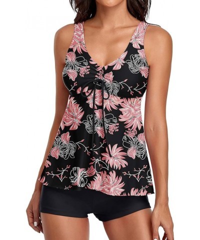 Flowy Tankini Bathing Suits for Women Swimsuits Two Piece Swimwear Tank Top with Boyshorts G-pink $3.56 Swimsuits