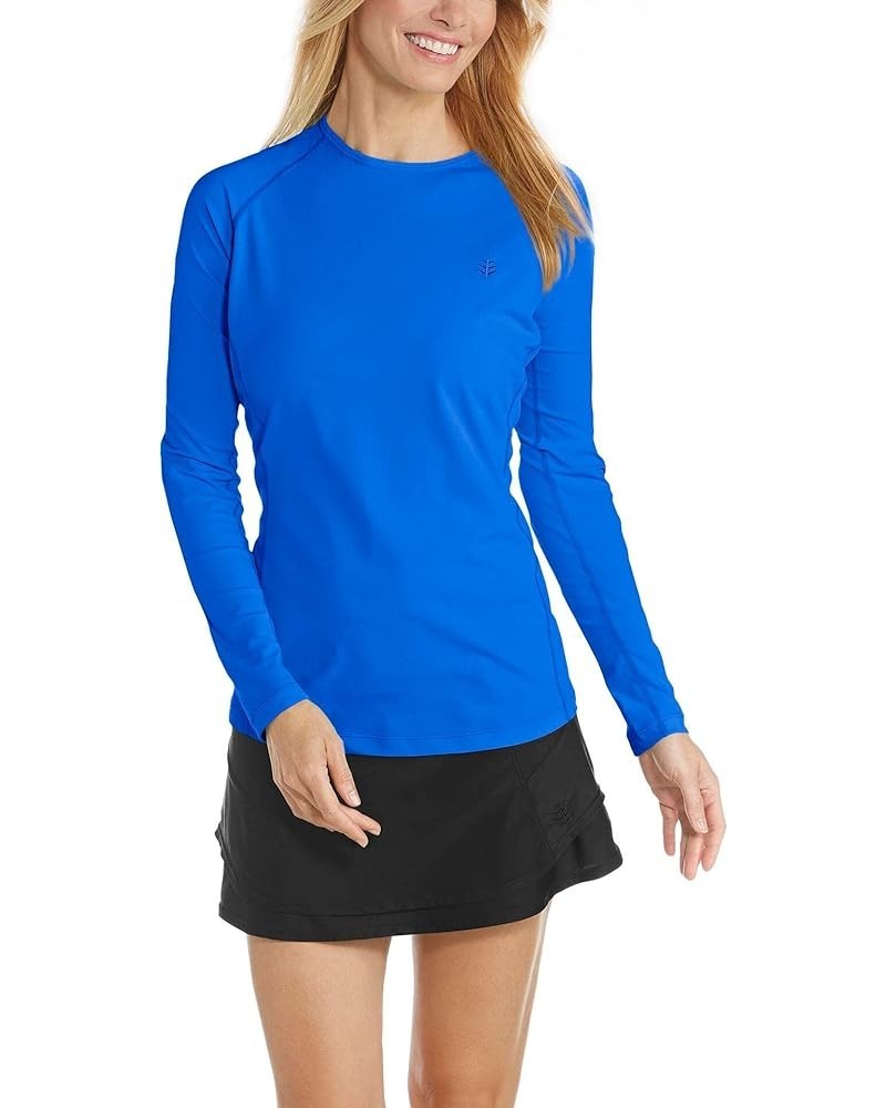 UPF 50+ Women's Hightide Long Sleeve Swim Shirt - Sun Protective Baja Blue $11.46 Swimsuits