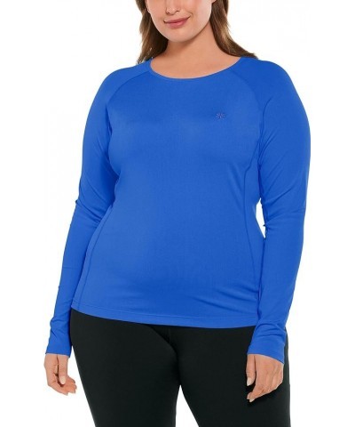 UPF 50+ Women's Hightide Long Sleeve Swim Shirt - Sun Protective Baja Blue $11.46 Swimsuits