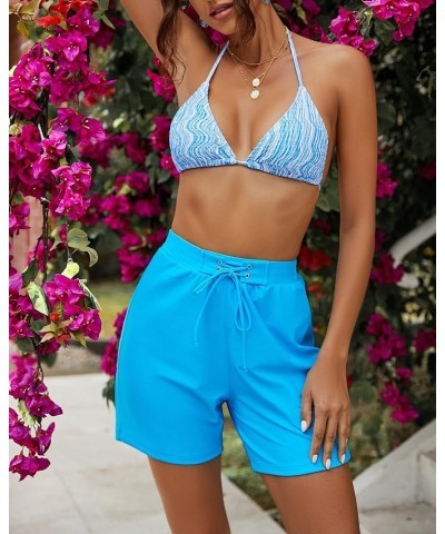 Women's Board Shorts Mid Waisted Long Swim Bottom Lace Up Elastic Waist Swimsuit Bottom Swim Shorts Women Hawaiian Ocean $13....