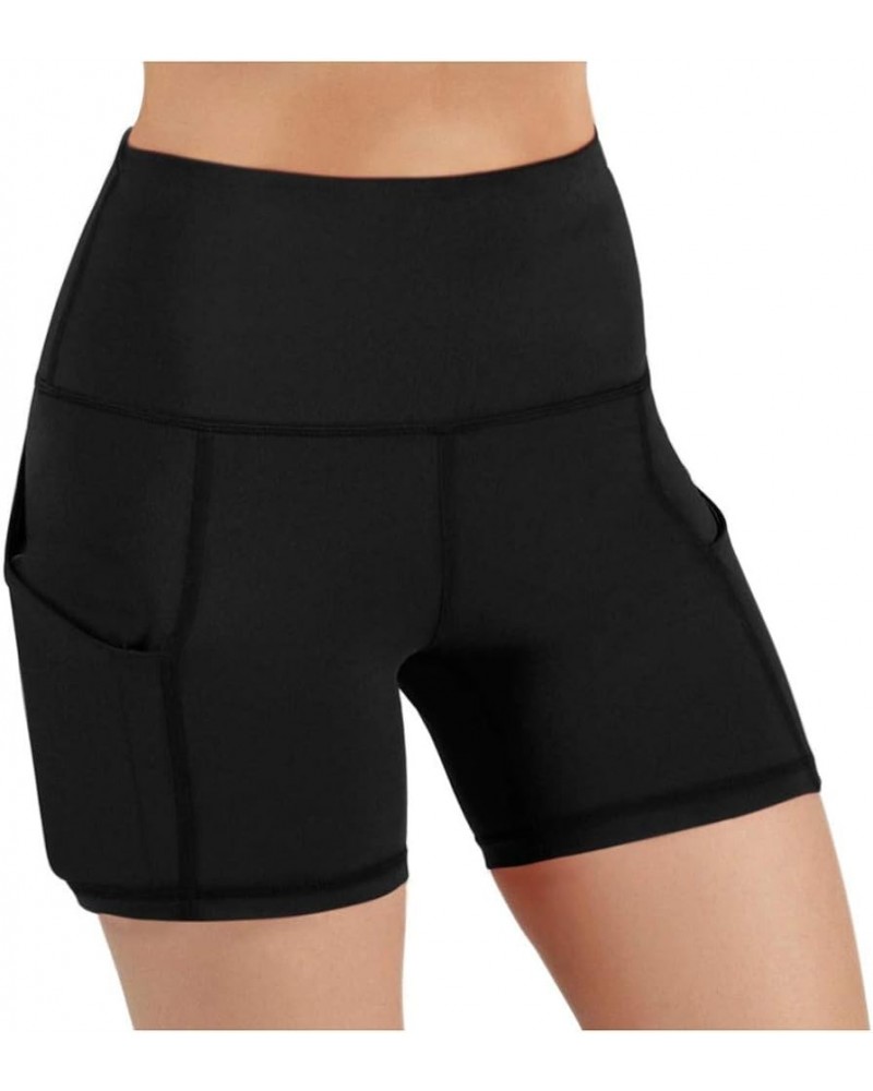 Yoga Shorts with Pockets for Women Running Athletic Shorts High Waisted Tummy Control Comfy Shorts A01-black $6.23 Activewear