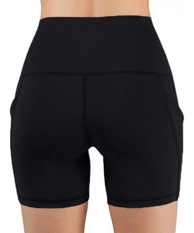 Yoga Shorts with Pockets for Women Running Athletic Shorts High Waisted Tummy Control Comfy Shorts A01-black $6.23 Activewear