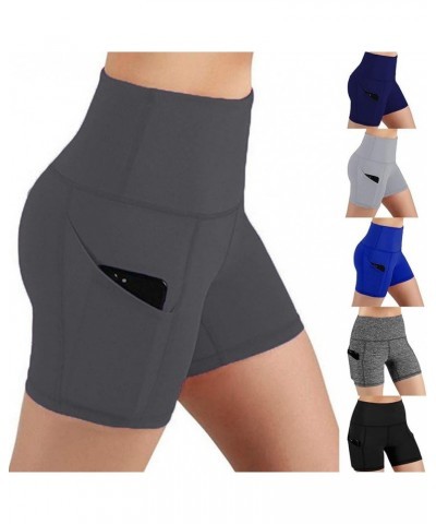 Yoga Shorts with Pockets for Women Running Athletic Shorts High Waisted Tummy Control Comfy Shorts A01-black $6.23 Activewear