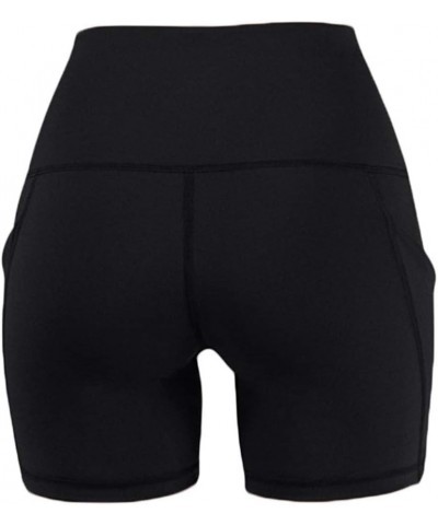 Yoga Shorts with Pockets for Women Running Athletic Shorts High Waisted Tummy Control Comfy Shorts A01-black $6.23 Activewear