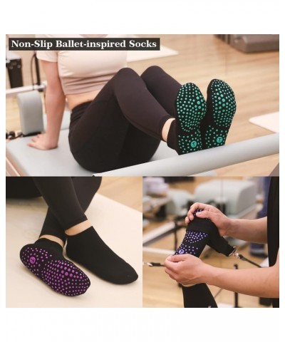 Grip Socks for Pilates, Yoga, Hospital, Barre, Cushioned Ankle Sports Socks Women Non Slip Slipper Socks Gifts 2-4 Pairs Blac...