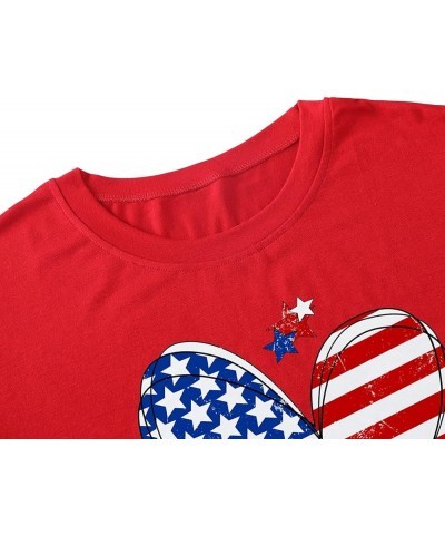 American Flag Heart Shirt Women Patriotic T-Shirt 4th of July Graphic Tees Shirts USA Flag Star Stripe Tops Red $9.20 T-Shirts