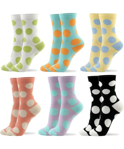 Women Crew Socks | 5-6 Pairs Tube Stripes Flower Print Rainbow Solid Polka Dot Patterned | Korean Daily Cotton Socks | US 6-8...