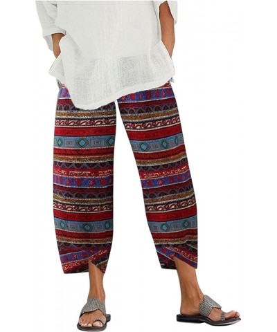 BEUU Capri Pants for Women Palazzo Lounge Pants Wide Leg Printed Cropped Bottoms Baggy Trousers Sweatpants with Pockets 75-re...