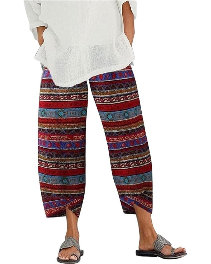 BEUU Capri Pants for Women Palazzo Lounge Pants Wide Leg Printed Cropped Bottoms Baggy Trousers Sweatpants with Pockets 75-re...