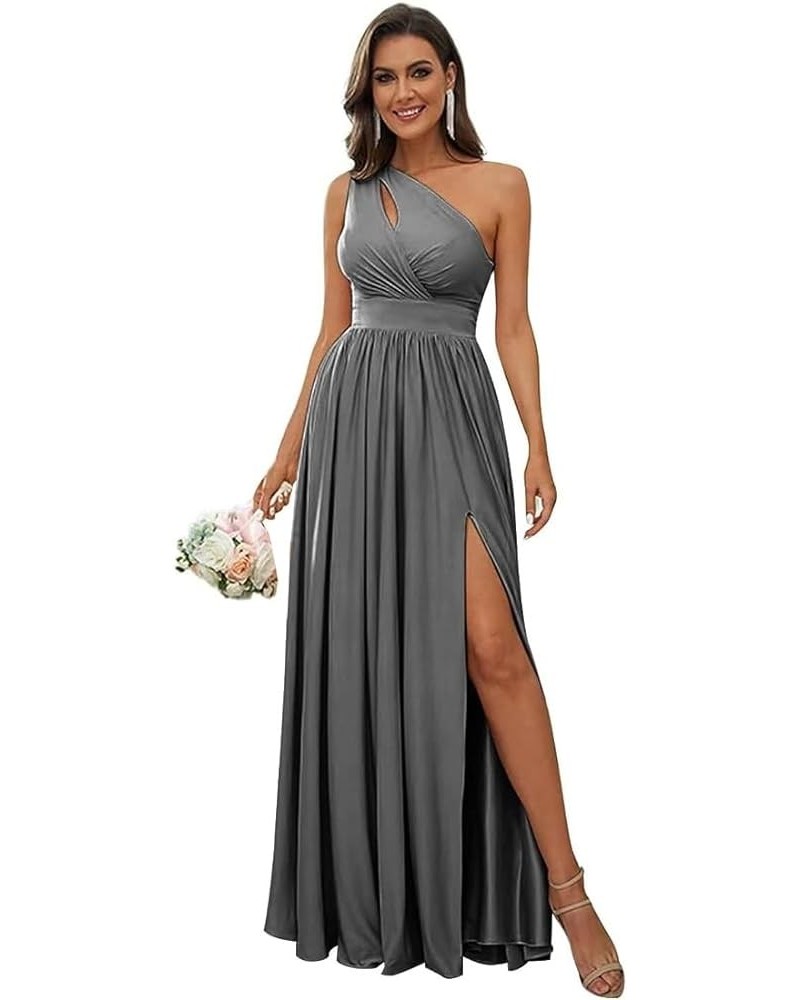 One Shoulder with Hollow Bridesmaid Dresses for Women 2023 Long Chiffon Formal Dresses with High Slit Pockets Grey $24.75 Dre...