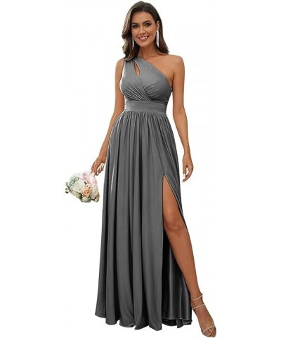 One Shoulder with Hollow Bridesmaid Dresses for Women 2023 Long Chiffon Formal Dresses with High Slit Pockets Grey $24.75 Dre...