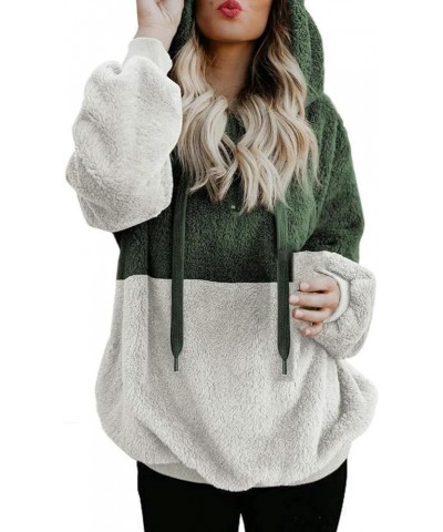 Zipper Hoodies For Women Trendy Oversized Casual Sherpa Pullover Fuzzy Fleece Hoodie Outwear Coat with Pocket New-3-green $7....