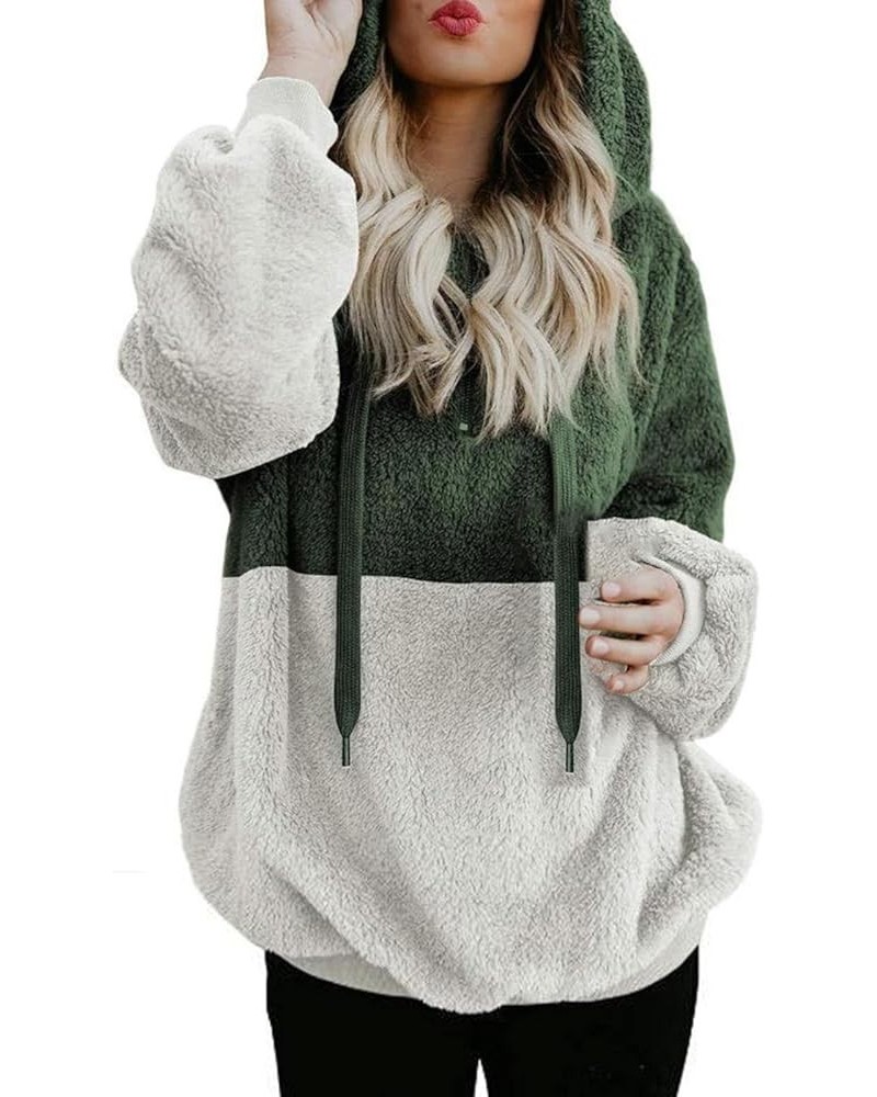 Zipper Hoodies For Women Trendy Oversized Casual Sherpa Pullover Fuzzy Fleece Hoodie Outwear Coat with Pocket New-3-green $7....