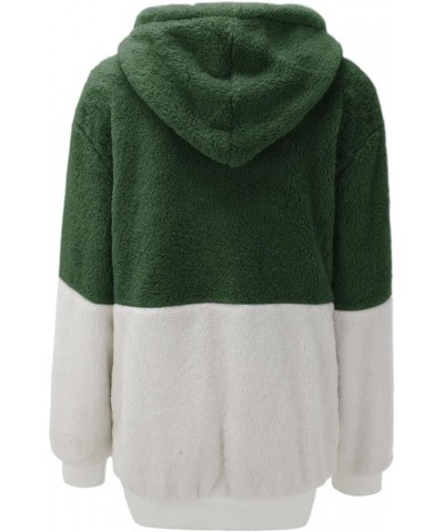 Zipper Hoodies For Women Trendy Oversized Casual Sherpa Pullover Fuzzy Fleece Hoodie Outwear Coat with Pocket New-3-green $7....