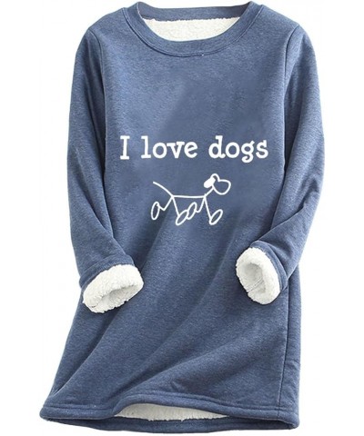 I Love Dogs Sweatshirts Women Winter Warm Sherpa Fleece Lined Sweatshirt Loose Fit Long Sleeve Funny Letter Animal Print Tops...