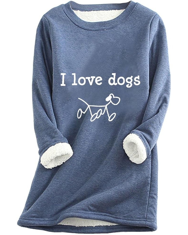 I Love Dogs Sweatshirts Women Winter Warm Sherpa Fleece Lined Sweatshirt Loose Fit Long Sleeve Funny Letter Animal Print Tops...