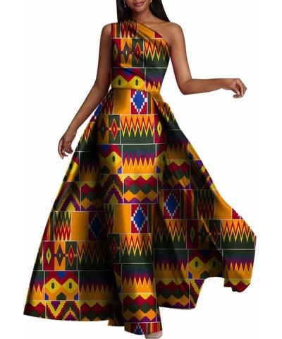 Fashion Dresses with Swallow Tail African Women Print Dashiki Dress One Shoulder Long Maxi Dress Cl1 $43.68 Dresses