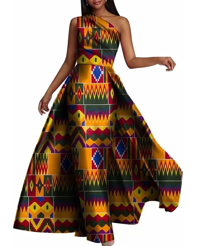 Fashion Dresses with Swallow Tail African Women Print Dashiki Dress One Shoulder Long Maxi Dress Cl1 $43.68 Dresses