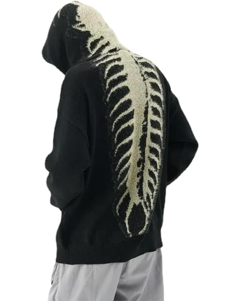 Y2K Vintage Centipede Bone Knitted Grunge Sweatershit Oversized Pullover Loose Sweater Streetwear Hoodies Black $22.03 Sweaters