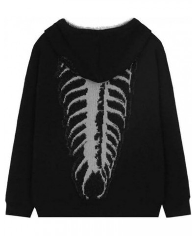 Y2K Vintage Centipede Bone Knitted Grunge Sweatershit Oversized Pullover Loose Sweater Streetwear Hoodies Black $22.03 Sweaters