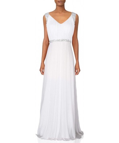 Women's Tulle Beading A-Line Bridesmaid Prom Dresses Long Cocktail Evening Gowns White $28.39 Dresses