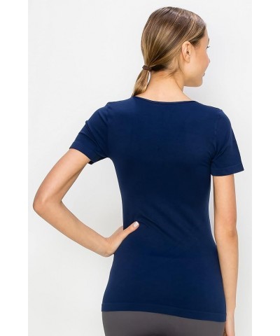 V-Neck Short Sleeve Seamless Top, UV Protective Fabric UPF 50+ (Made with Love in The USA) Dark Navy $12.76 T-Shirts