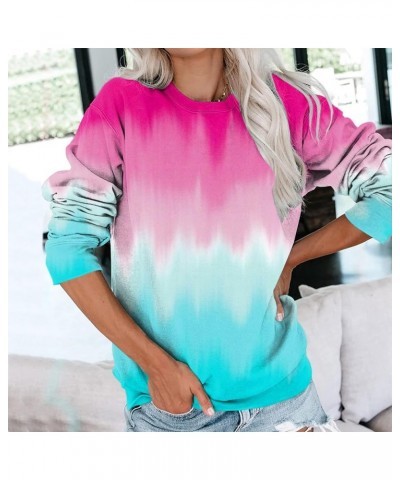 Long Sleeve Shirt Women Plain/Color Block Casual Round Neck Loose Tunics Tops Athletic Pullover Sweatshirt 1-pink $4.39 Tops