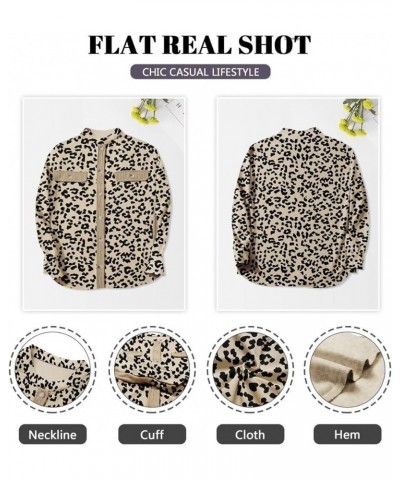 Women's Waffle Shacket Boyfriend Shirt Jacket Long Sleeve Blouse Button Down Oversized Tops C Leopard Card $9.03 Tops