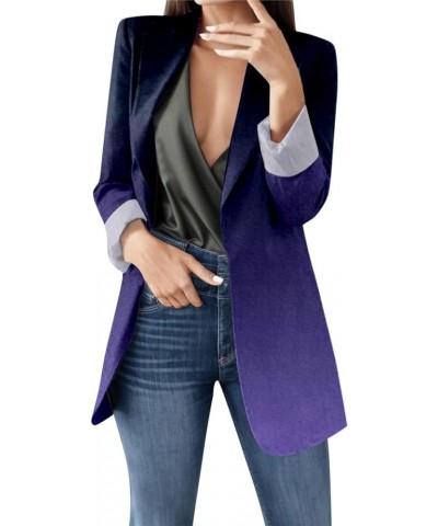 Leather Blazer Women Autumn and Winter Casual Fashion Slim Jacket Cardigan Blazer Women 2024 Purple $16.17 Blazers