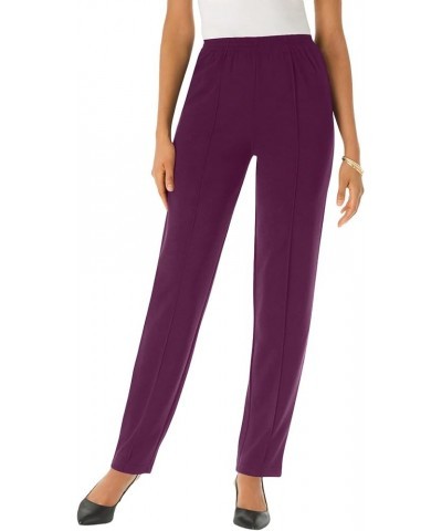 Women's Plus Size Crease-Front Knit Pant Dark Berry $17.66 Pants