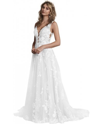 Women's Lace Wedding Dress for Bride Long A Line Ball Gown Princess Bridal Dress with Sleeve Boho Wedding Gown White11 $37.95...