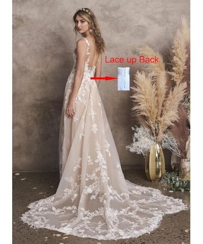 Women's Lace Wedding Dress for Bride Long A Line Ball Gown Princess Bridal Dress with Sleeve Boho Wedding Gown White11 $37.95...