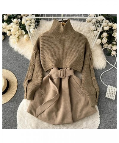 Autumn and Winter Gentle Style Wear Women's Korean Short Sweater Vest Suit Skirt Two-Piece Set S2 Black $23.16 Sweaters