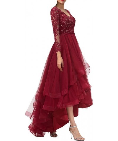 Prom Dress with Sleeves Wedding Guest Dresses for Women Tulle Bridesmaid Dresses Hi-Lo Formal Dresses Grass Green $34.84 Dresses