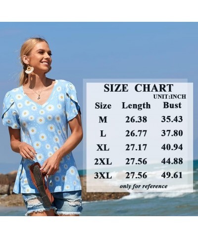 Womens Summer Tunic Tops Petal Short Sleeve T-Shirts Casual V-Neck Blouses Loose Beach Basic Tee Shirts 1-black $14.99 Tops