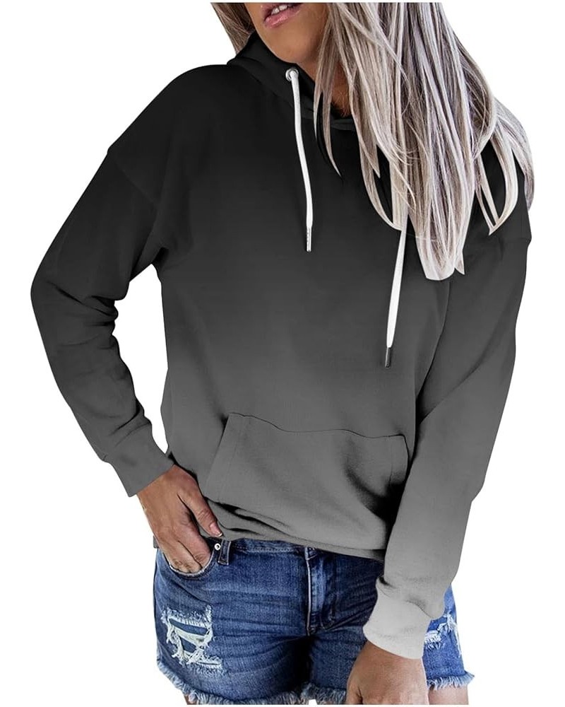 Hoodies for Women 2023 Long Sleeve Gradient Hooded Sweatshirts Casual Drawstring Pullover Fashion Fall Outfits 1 Black $10.79...