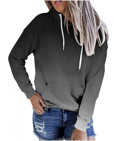 Hoodies for Women 2023 Long Sleeve Gradient Hooded Sweatshirts Casual Drawstring Pullover Fashion Fall Outfits 1 Black $10.79...