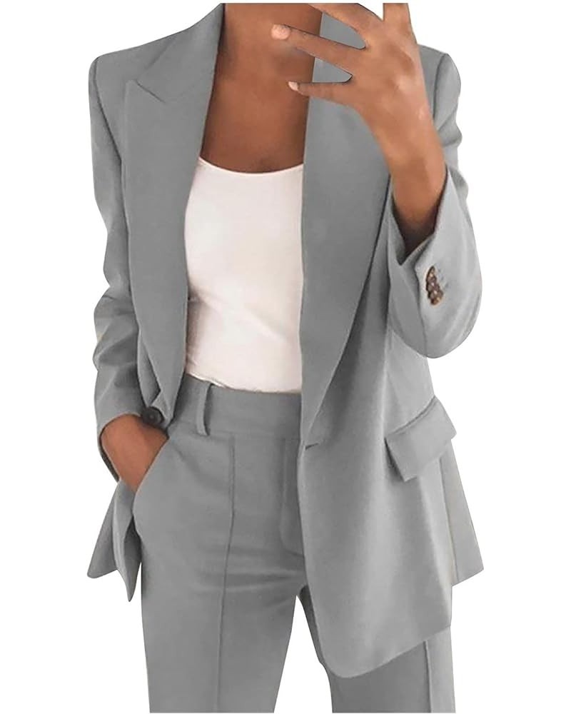 Pants Suit for Women Dressy Casual Women Suits 2 Piece Set Blazer Sets Plus Size Outfits Business Work Office Suits Gray $20....