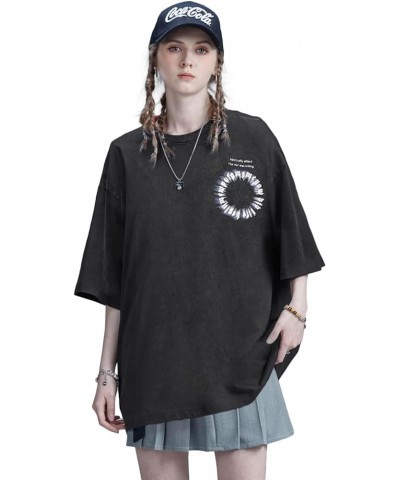 Men Graphic Tees Vintage Tees Oversized Streetwear T Shirts for Women Streetwear Unisex Casual Summer Tops 07-black $19.18 Tops