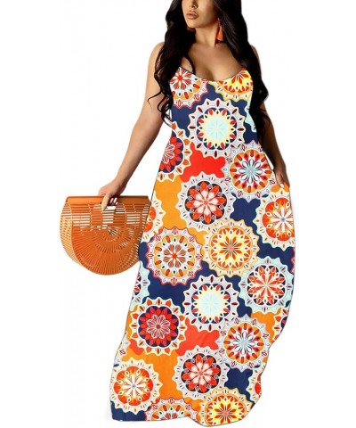 Women's Summer Plus Size Hawaiian Dresses Tie Dye Spaghetti Strap Maxi Dress Beach Boho Sundress Retro Colorful $14.35 Dresses