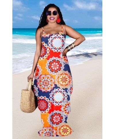 Women's Summer Plus Size Hawaiian Dresses Tie Dye Spaghetti Strap Maxi Dress Beach Boho Sundress Retro Colorful $14.35 Dresses